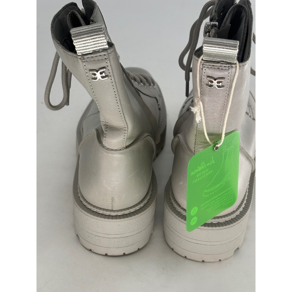 Sam Edelman Boots Lue Combat Lug Gray Women Size‎ 8.5 Water Repellent Leather - Picture 3 of 8